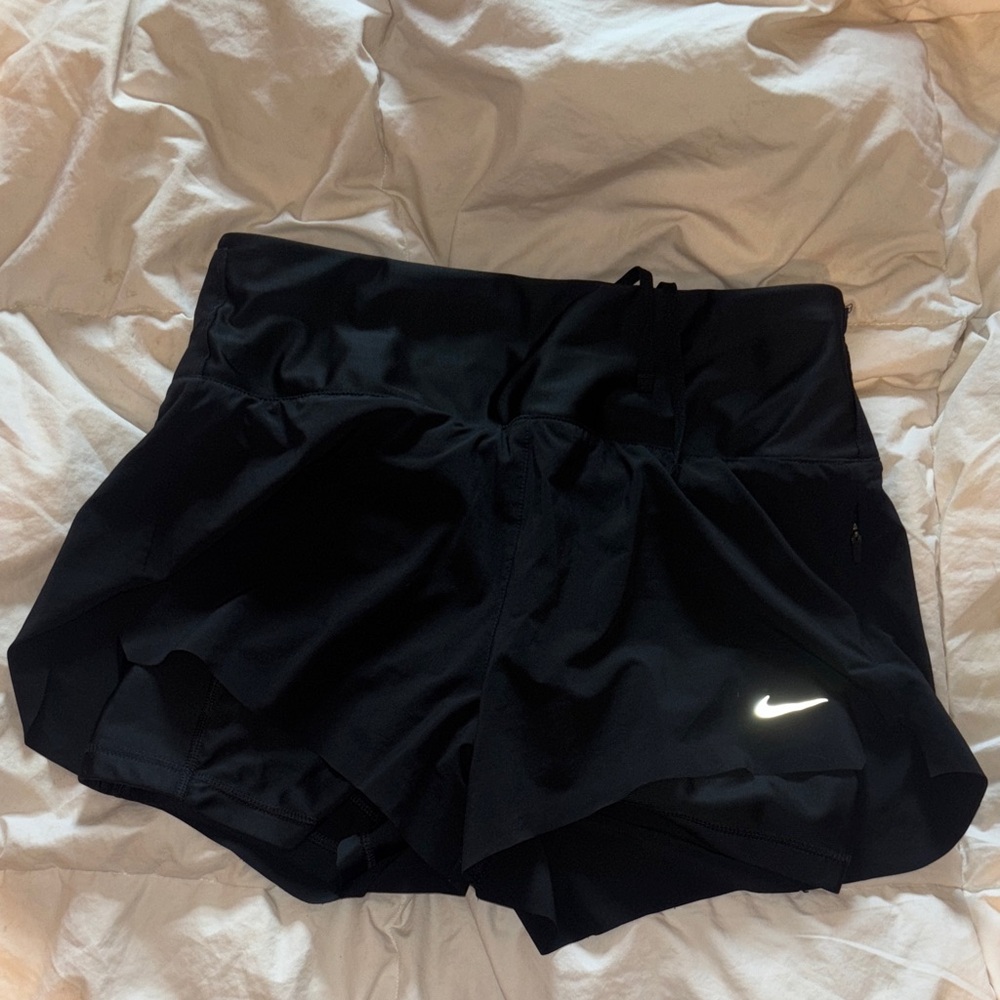 Nike Women's Black Athletic Running Shorts, Spandex Lined, Side and Back Pockets